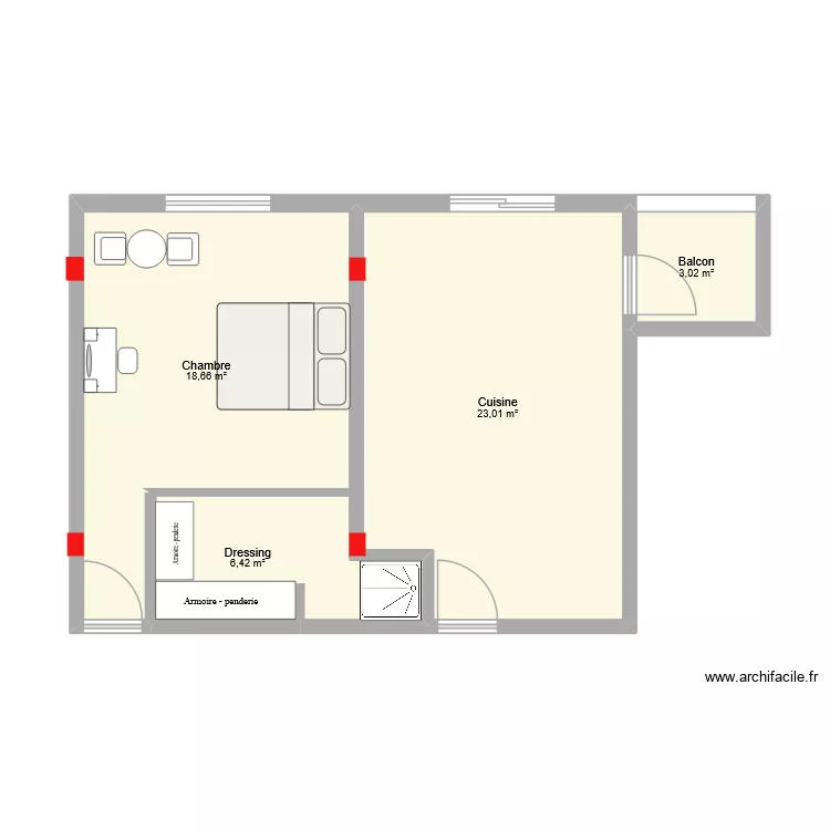 MASTER ROOM. Plan de 4  et 51 m²
