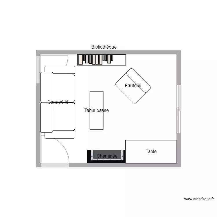 Salon 70 B. Beaumarchais v3. Plan de 1 pièce et 10 m²