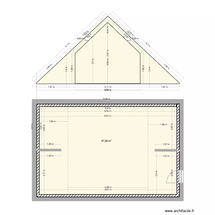 ArchiFacile PRO. Plan de 2 et 47 m² ArchiFacile PRO. Plan de 2 et 47 m²