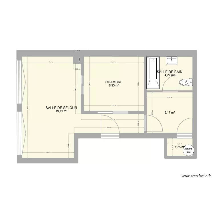Studio visan. Plan de 5 et 39 m² Studio visan. Plan de 5 et 39 m²