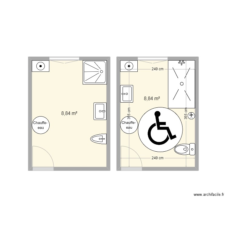 MARCILLY. Plan de 2 pièces et 18 m2