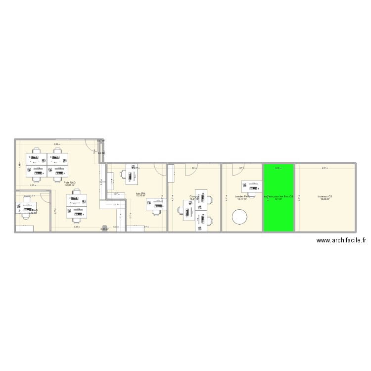 etage. Plan de 10 pièces et 109 m2