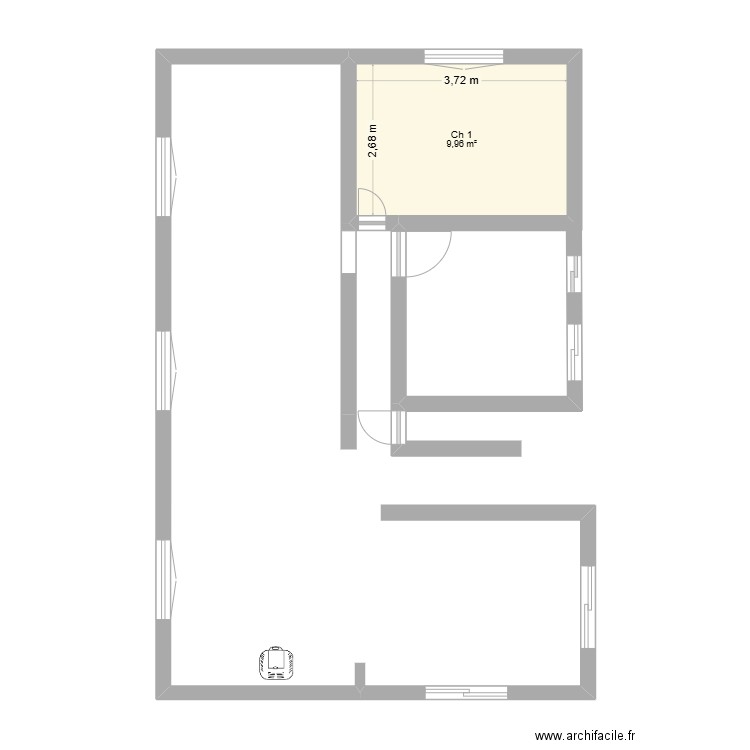 Modification cuisine salle de bains. Plan de 1 pièce et 10 m2