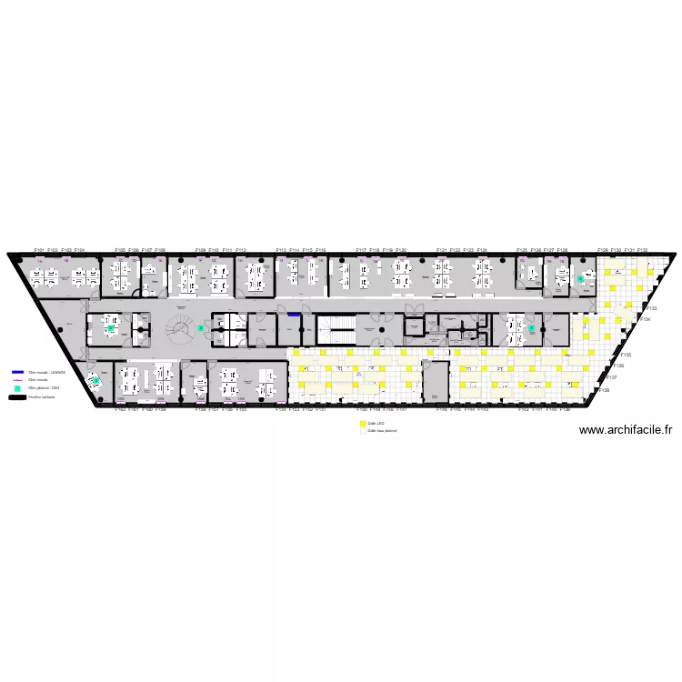 Toulouse Brindejonc R+1 - Plan faux plafond. Plan de 44  et 1027 m²