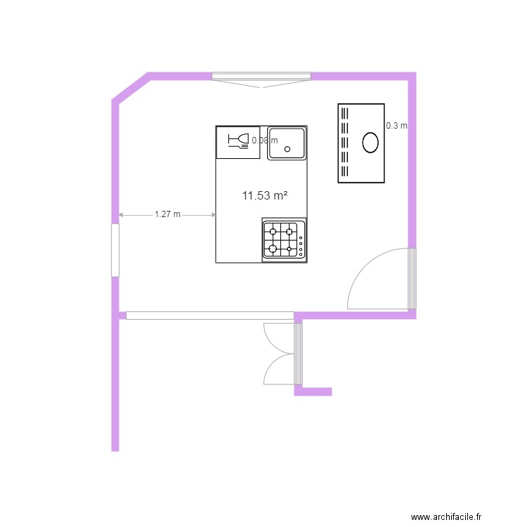 cuisine elssds version 1. Plan de 1 pièce et 12 m2