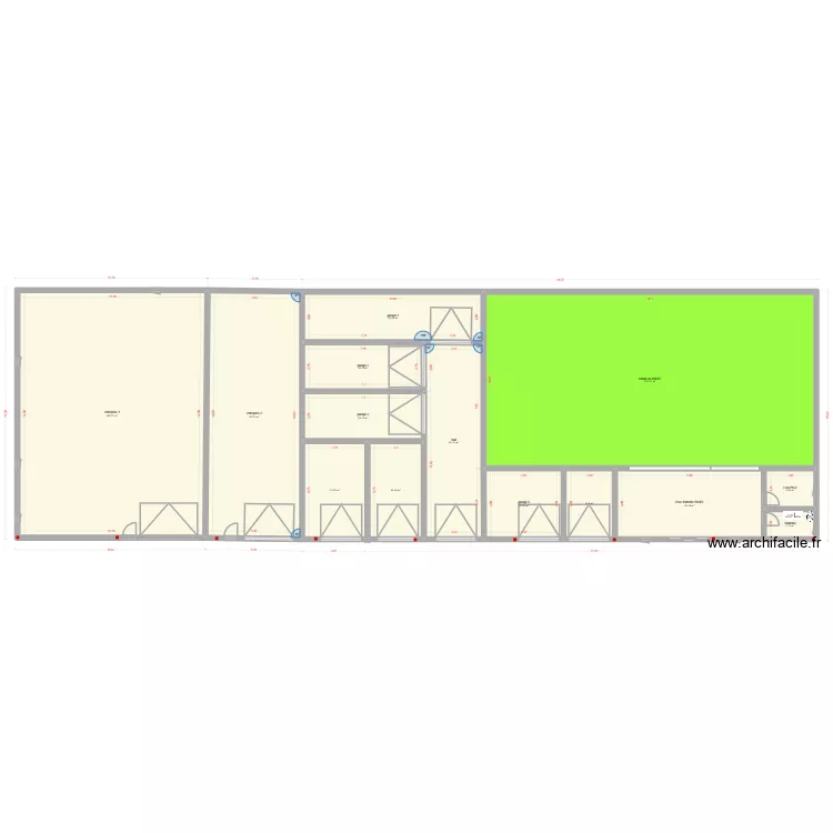 bat avec PADEL. Plan de 17  et 996 m²