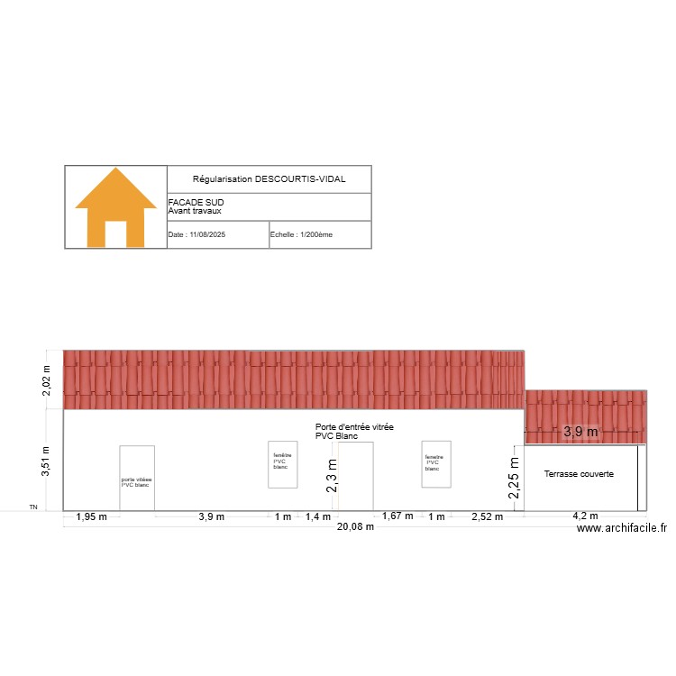 PLAN FACADE SUD. Plan de 0 pièce et 0 m2