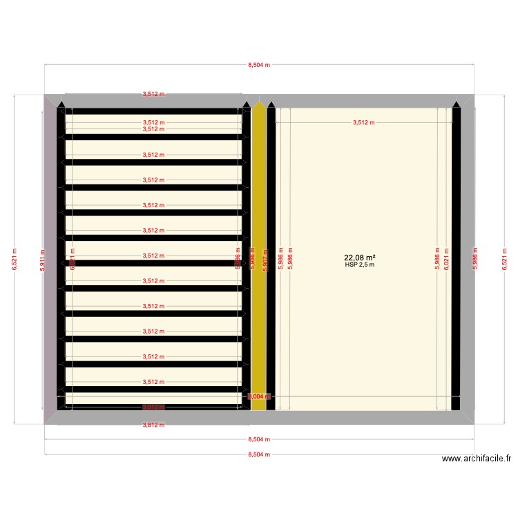 GRANGE. Plan de 14 pièces et 39 m2