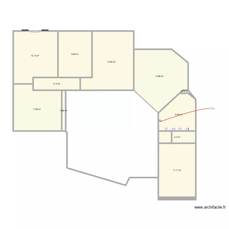 Aiffres plan elec buanderie. Plan de 11 pièces et 85 m²