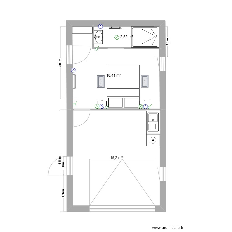 Boussoulet Malosse CH Proposition #4. Plan de 3 pièces et 28 m2