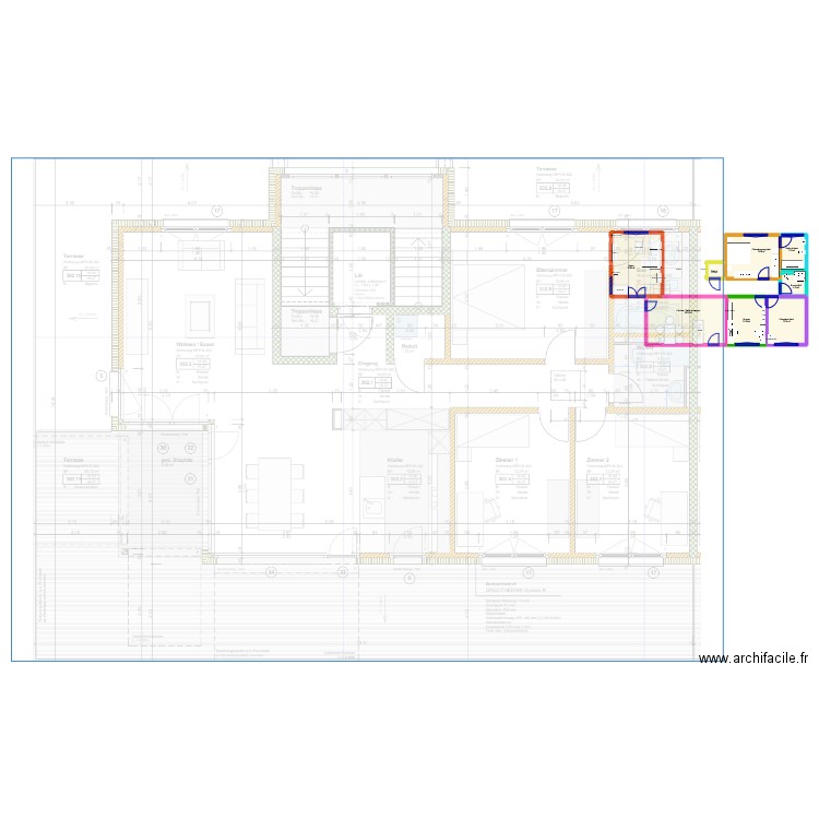 Attique Yverdon. Plan de 8 pièces et 99 m2