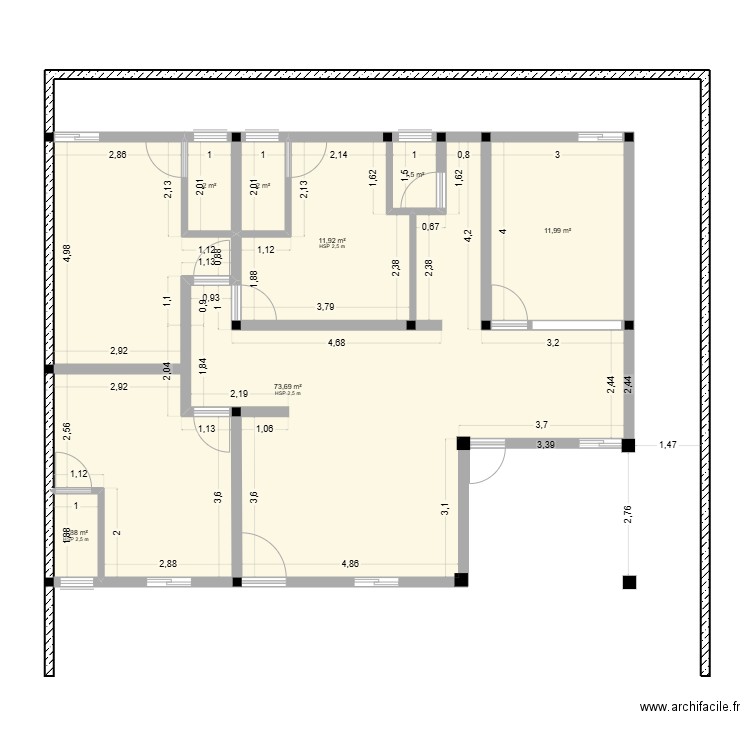 EBIMPE NVO. Plan de 7 pièces et 105 m2