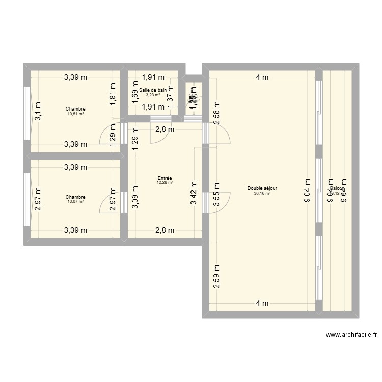 plan appartement aménagement lucyle. Plan de 7 pièces et 83 m2