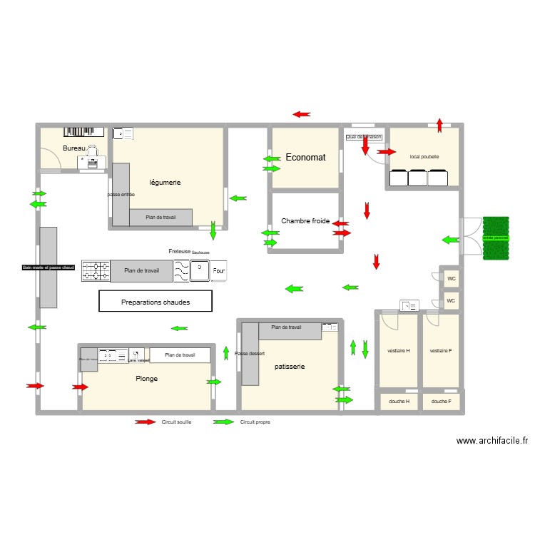 plan cuisine. Plan de 13 pièces et 74 m2