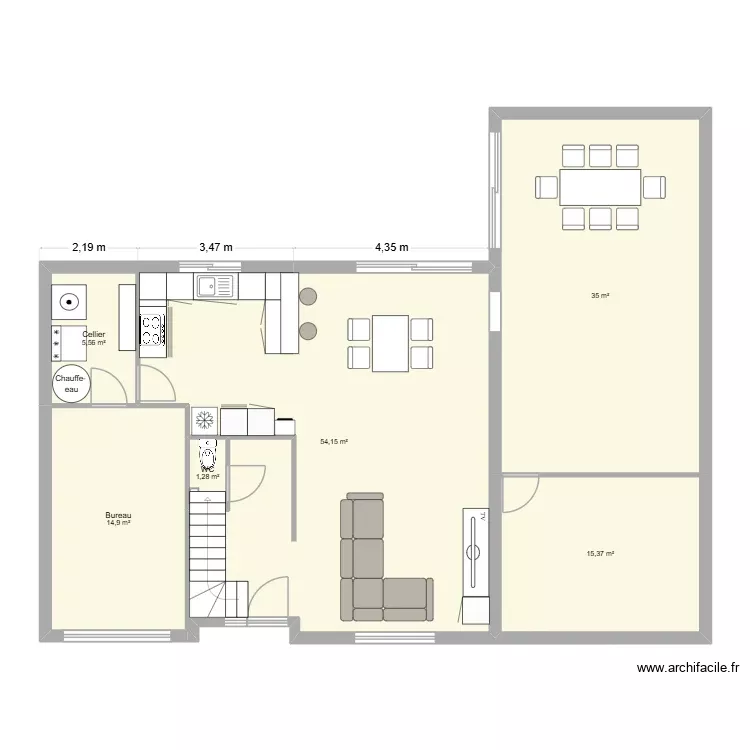 Extension maison. Plan de 6 Pièces et 126 m² Extension maison. Plan de 6 Pièces et 126 m²