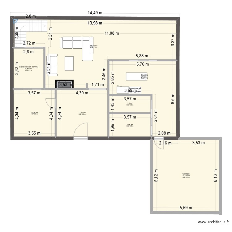 Maison Yvonand 3. Plan de 8 pièces et 170 m2