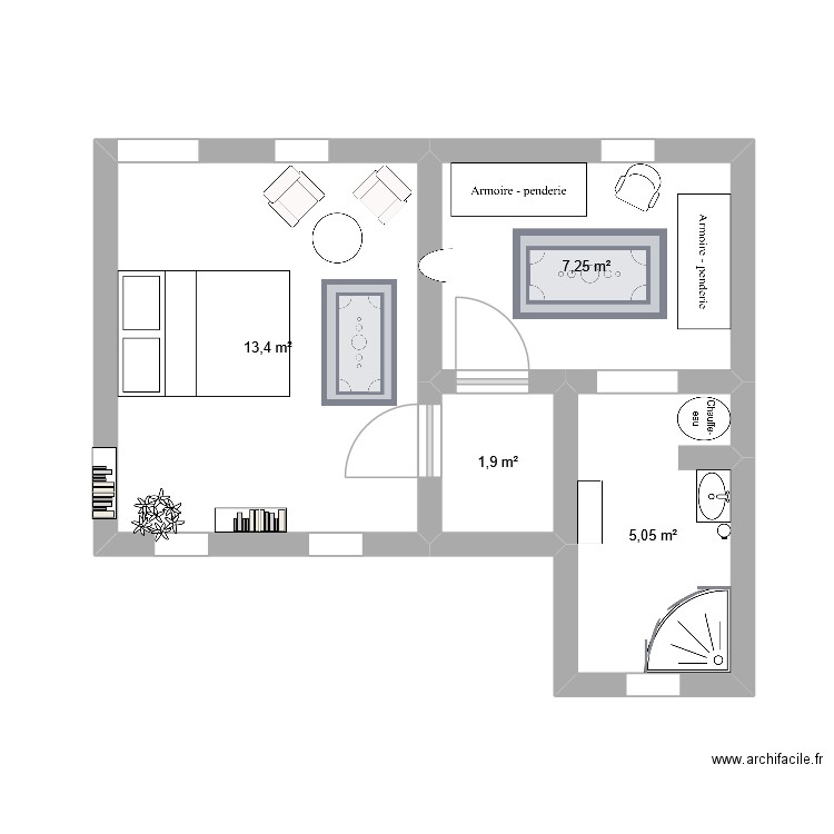étage maison plan. Plan de 4 pièces et 28 m2