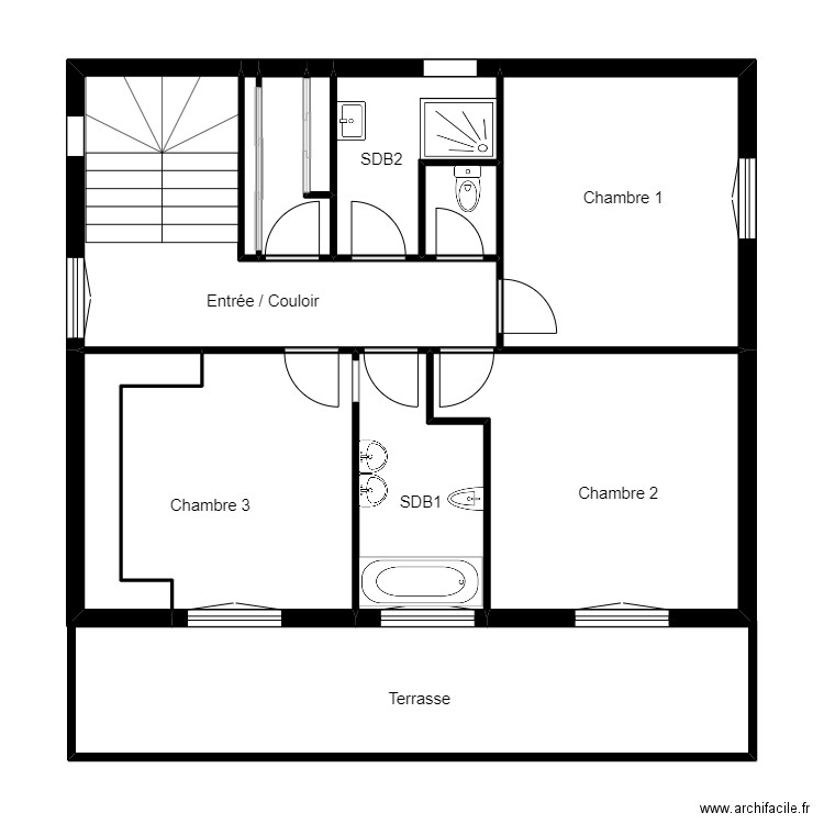 DECATOIRE ETAGE EXISTANT. Plan de 11 pièces et 74 m2