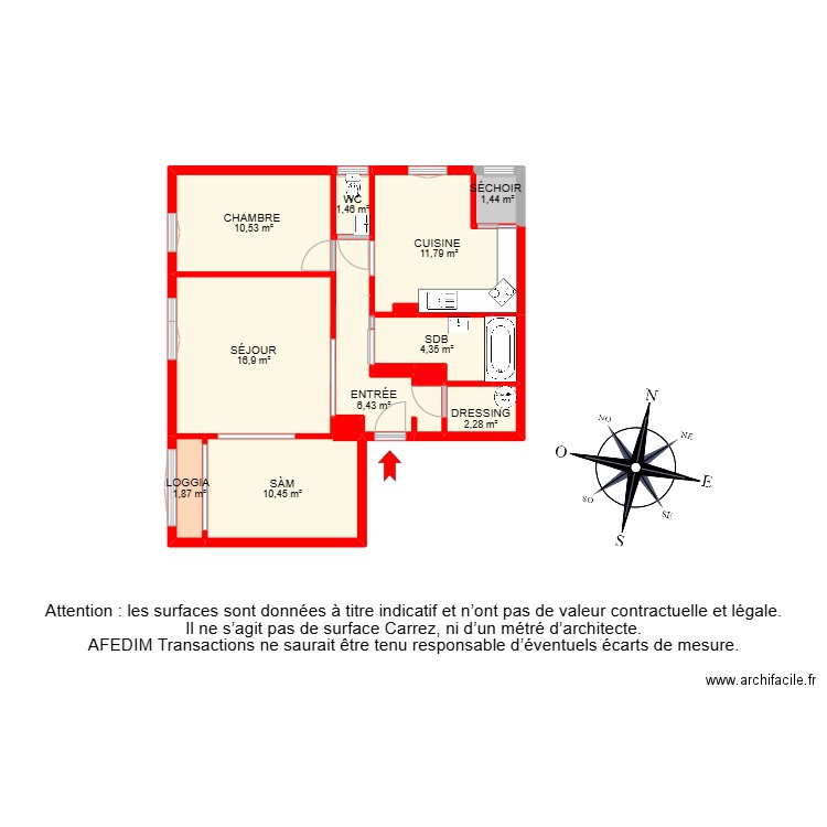 BI 30487. Plan de 17 pièces et 80 m2