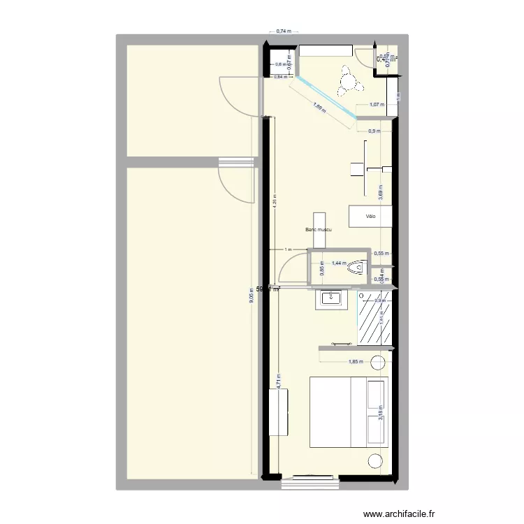 Plan T&S Leroux final r&eacute;el. Plan de 4  et 70 m²
