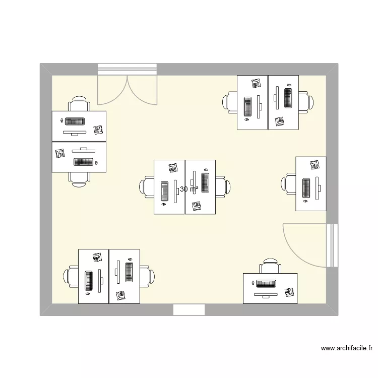 Bureau. Plan de 1  et 30 m²