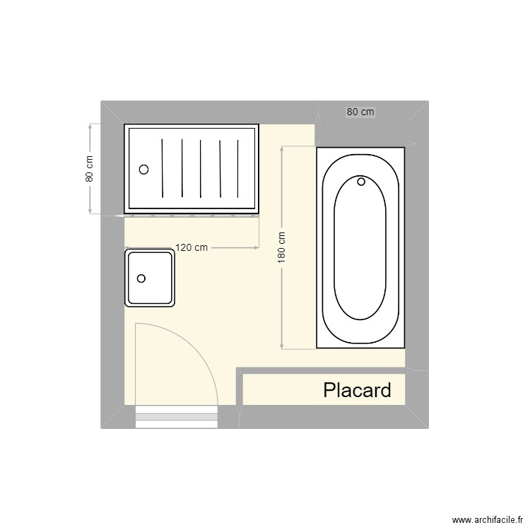 sdb puy. Plan de 3 pièces et 6 m2