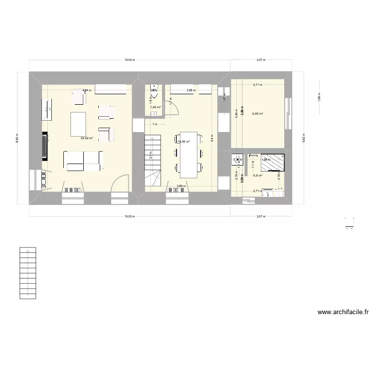 RDC projet 5.2. Plan de 9 et 130 m² RDC projet 5.2. Plan de 9 et 130 m²