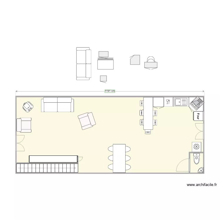 Plan P&eacute;lissanne 1er &eacute;tage OPT2. Plan de 2 pièces et 56 m²