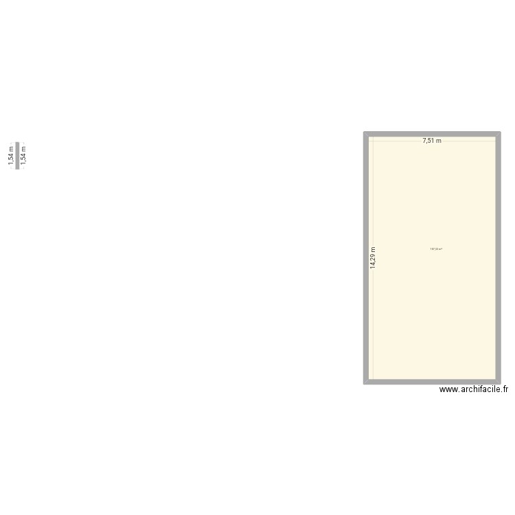Elong. Plan de 1 pièce et 107 m2