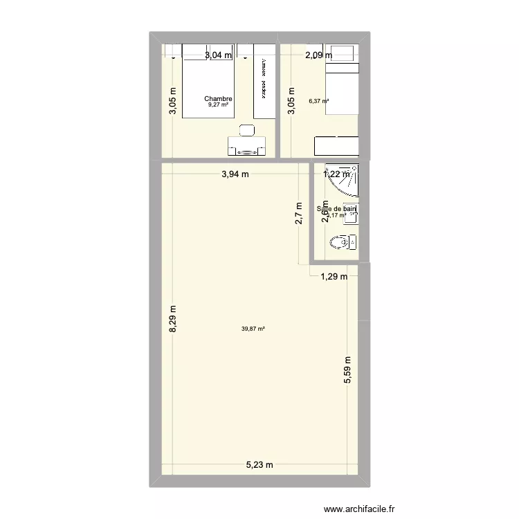 Maison Elie et Claire. Plan de 4 et 59 m² Maison Elie et Claire. Plan de 4 et 59 m²