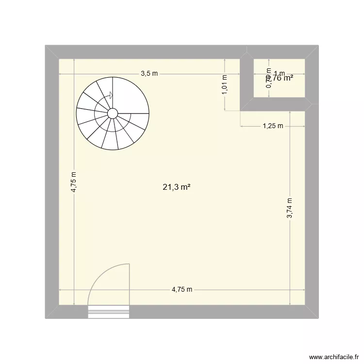 DDD. Plan de 2  et 22 m²