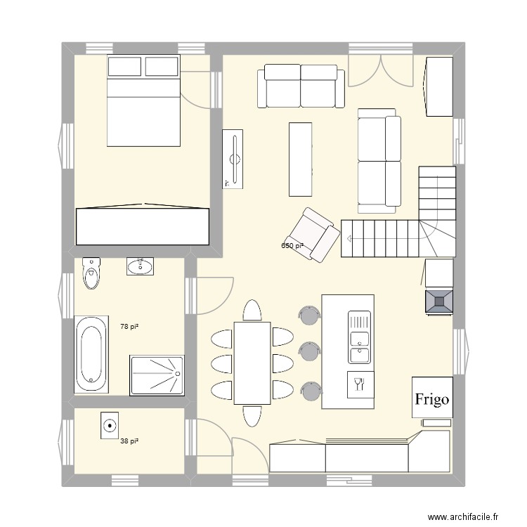 Essai 1 Audrey. Plan de 3 pièces et 71 m2