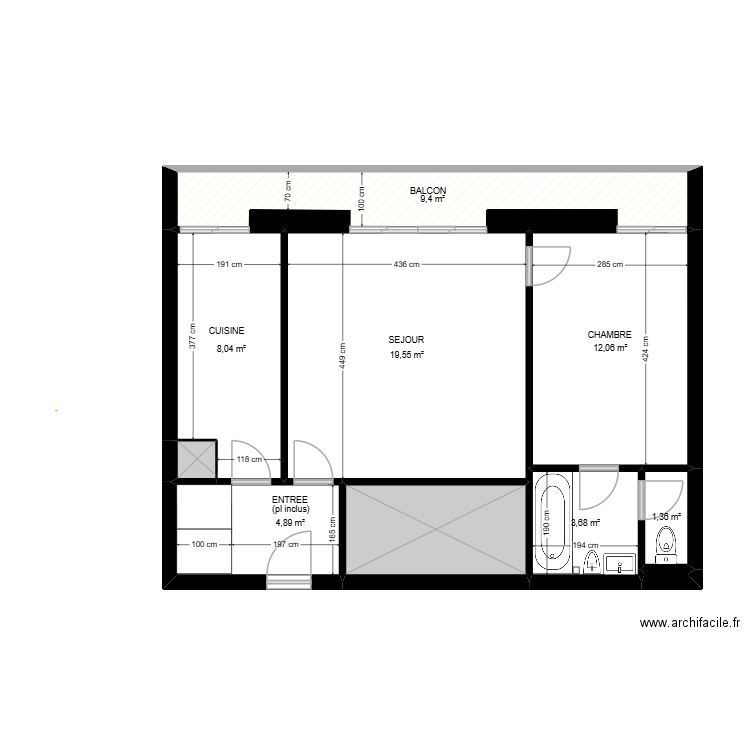 FLO RdAb. Plan de 10 pièces et 65 m2