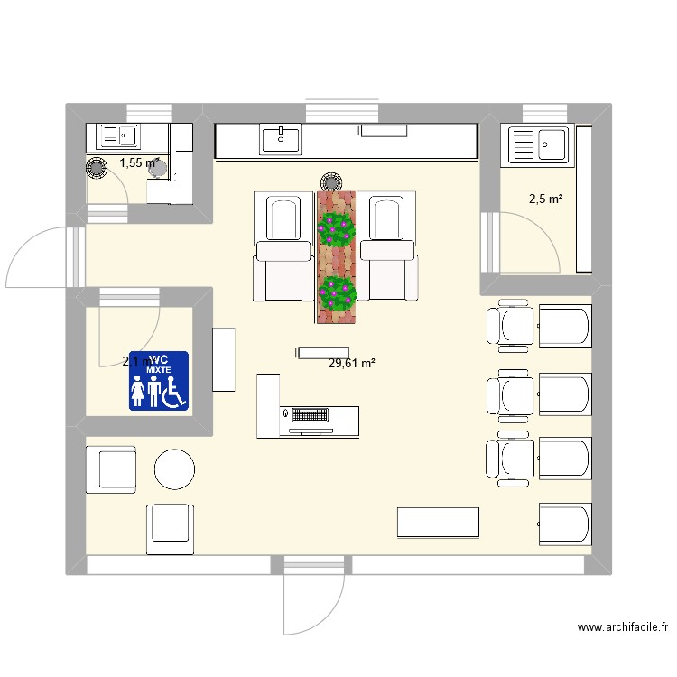 STAGE. Plan de 4 pièces et 36 m2