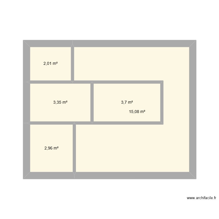 tintin. Plan de 5 pièces et 27 m2