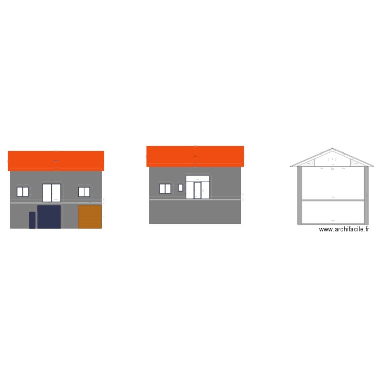 facade sud. Plan de 0 pièce et 0 m2