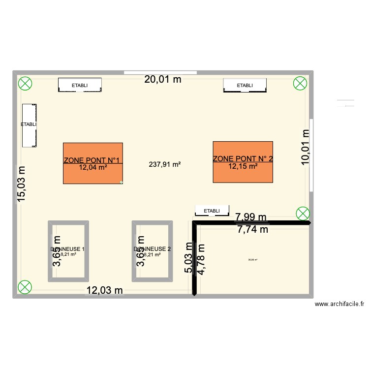implantation Allo Casse. Plan de 4 pièces et 314 m2