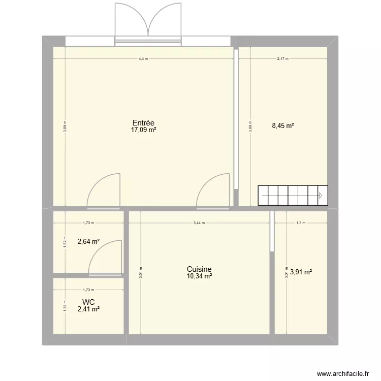 Local actuel. Plan de 6 Pièces et 45 m² Local actuel. Plan de 6 Pièces et 45 m²