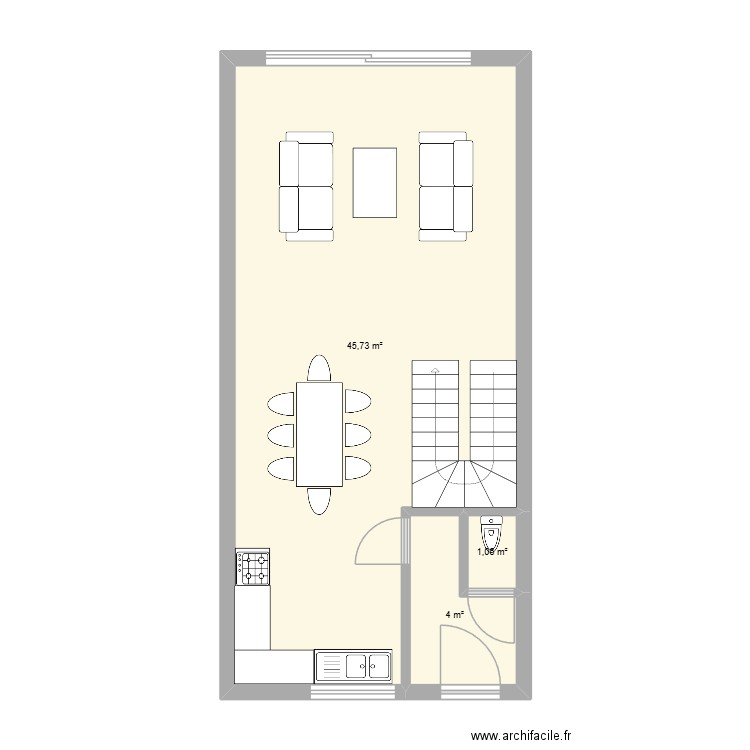 Conconelle. Plan de 3 pièces et 51 m2