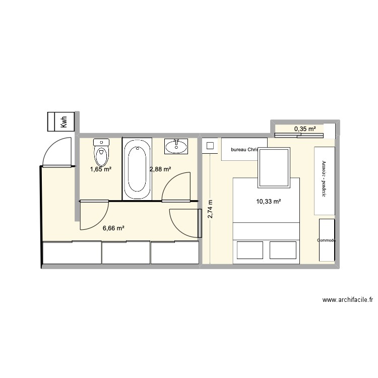 ESSAI. Plan de 5 pièces et 22 m2
