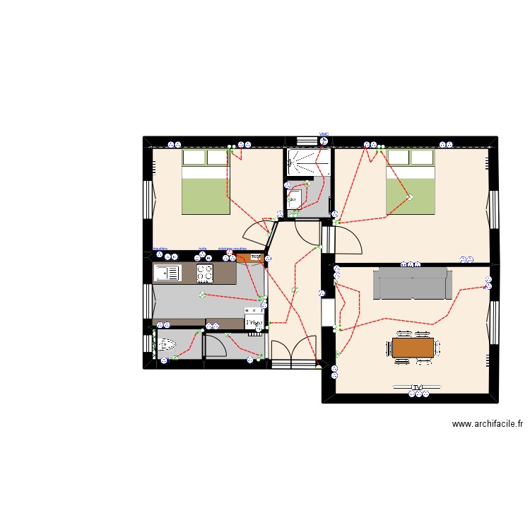 CARRE PLAN PROJET. Plan de 12 pièces et 59 m2