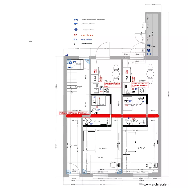 immeuble1 RDC Plomb V2 2 studios. Plan de 