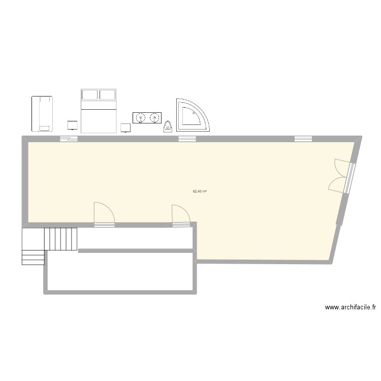 Mezzanine Vichy 2. Plan de 1 pièce et 62 m2