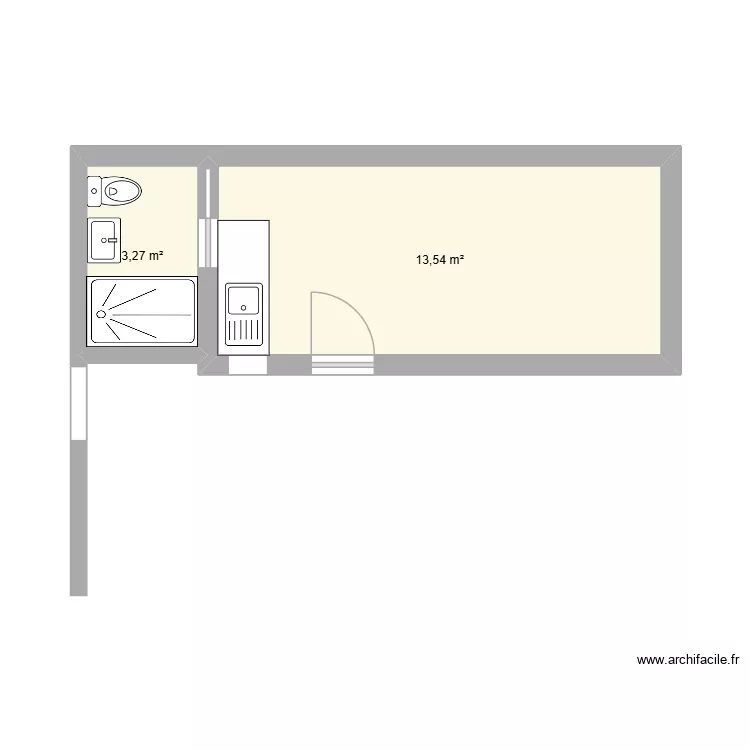SDB SCHIL. Plan de 2  et 17 m²