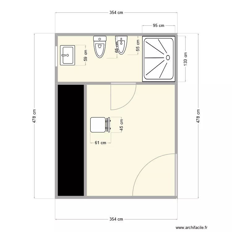 norma mi amor. Plan de 3  et 15 m²