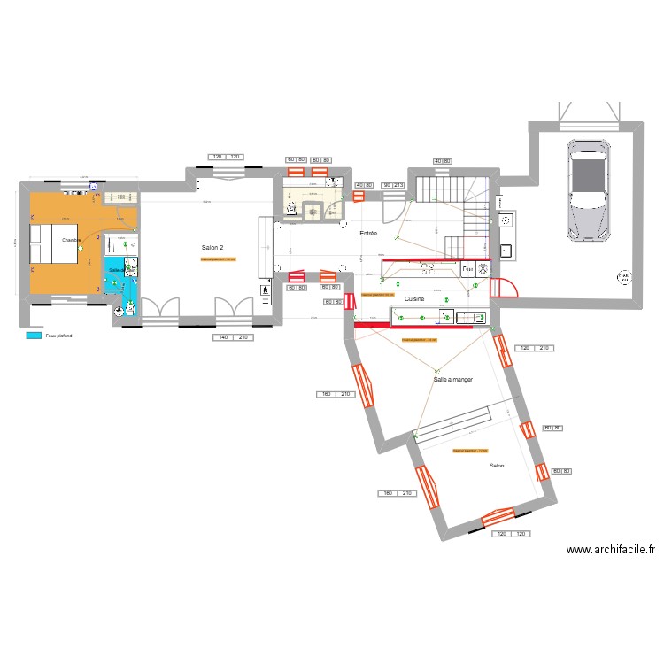 BANDOL RDC entree. Plan de 6 pièces et 22 m2