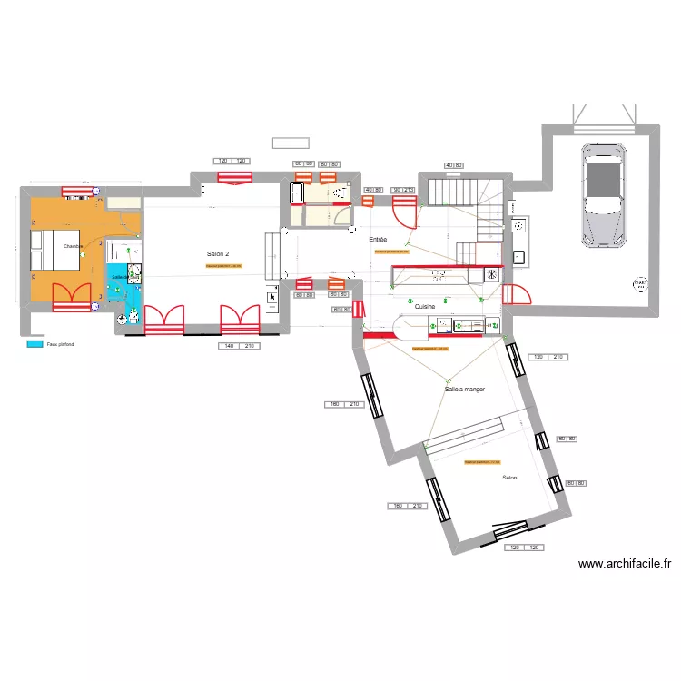 BANDOL RDC entree. Plan de 5  et 22 m²