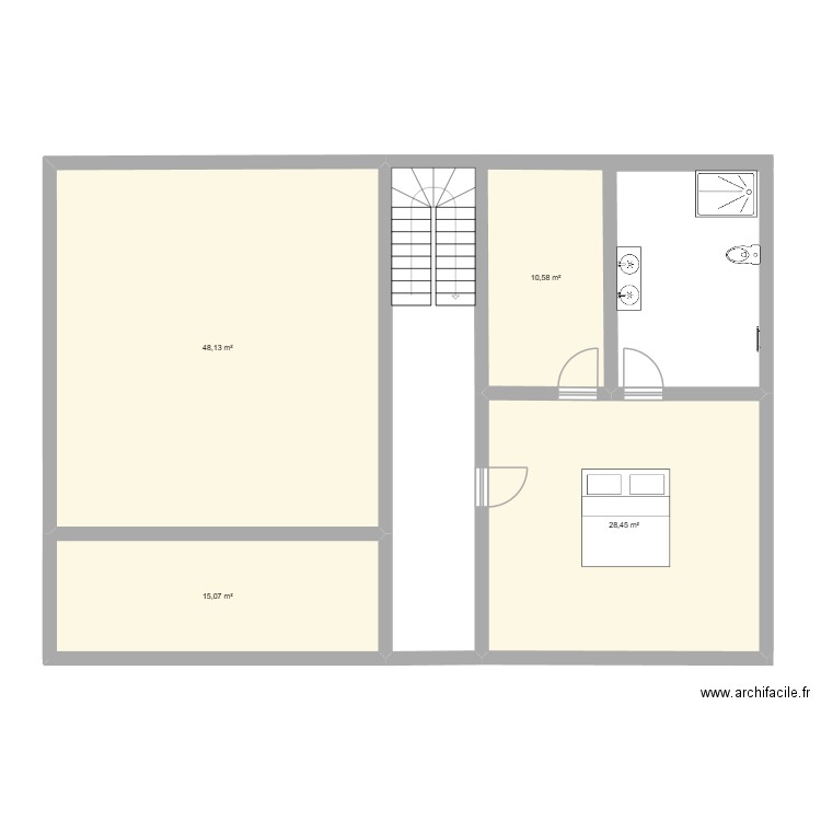 Combles. Plan de 4 pièces et 102 m2