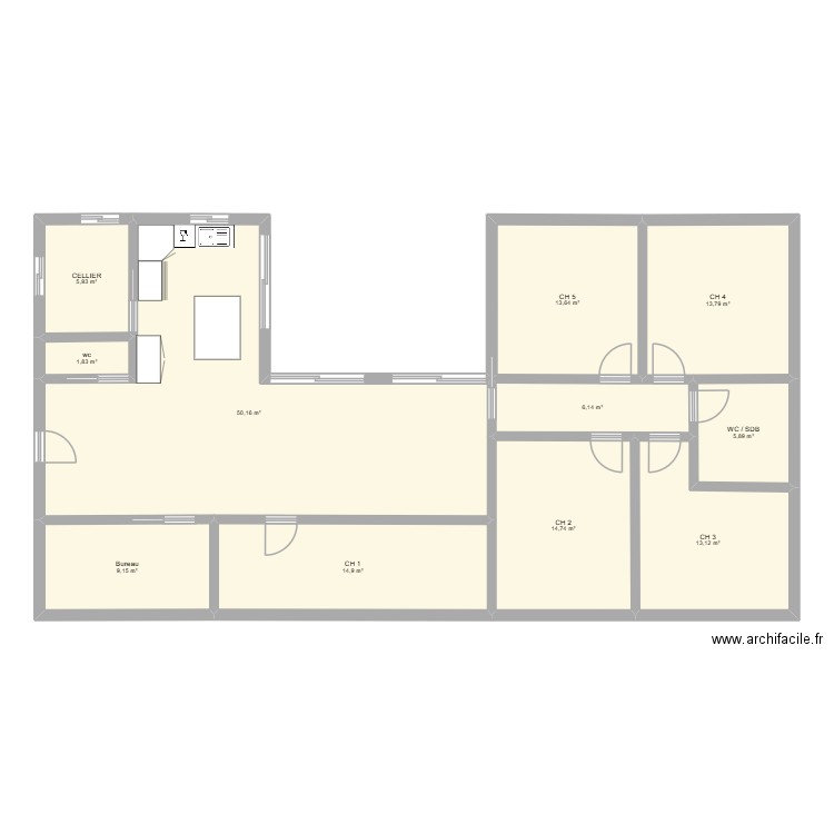 Maison. Plan de 11 pièces et 149 m2