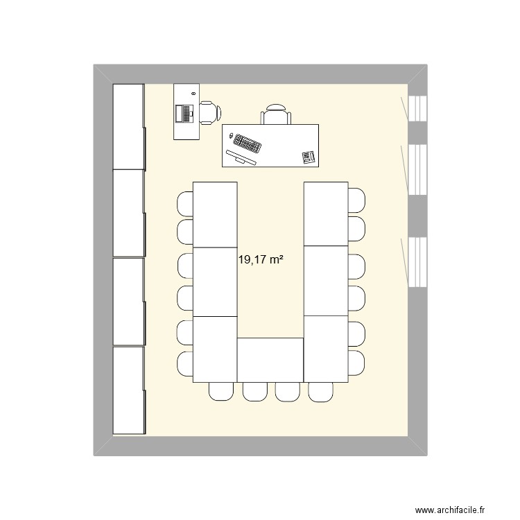 Réunion. Plan de 1 pièce et 19 m2
